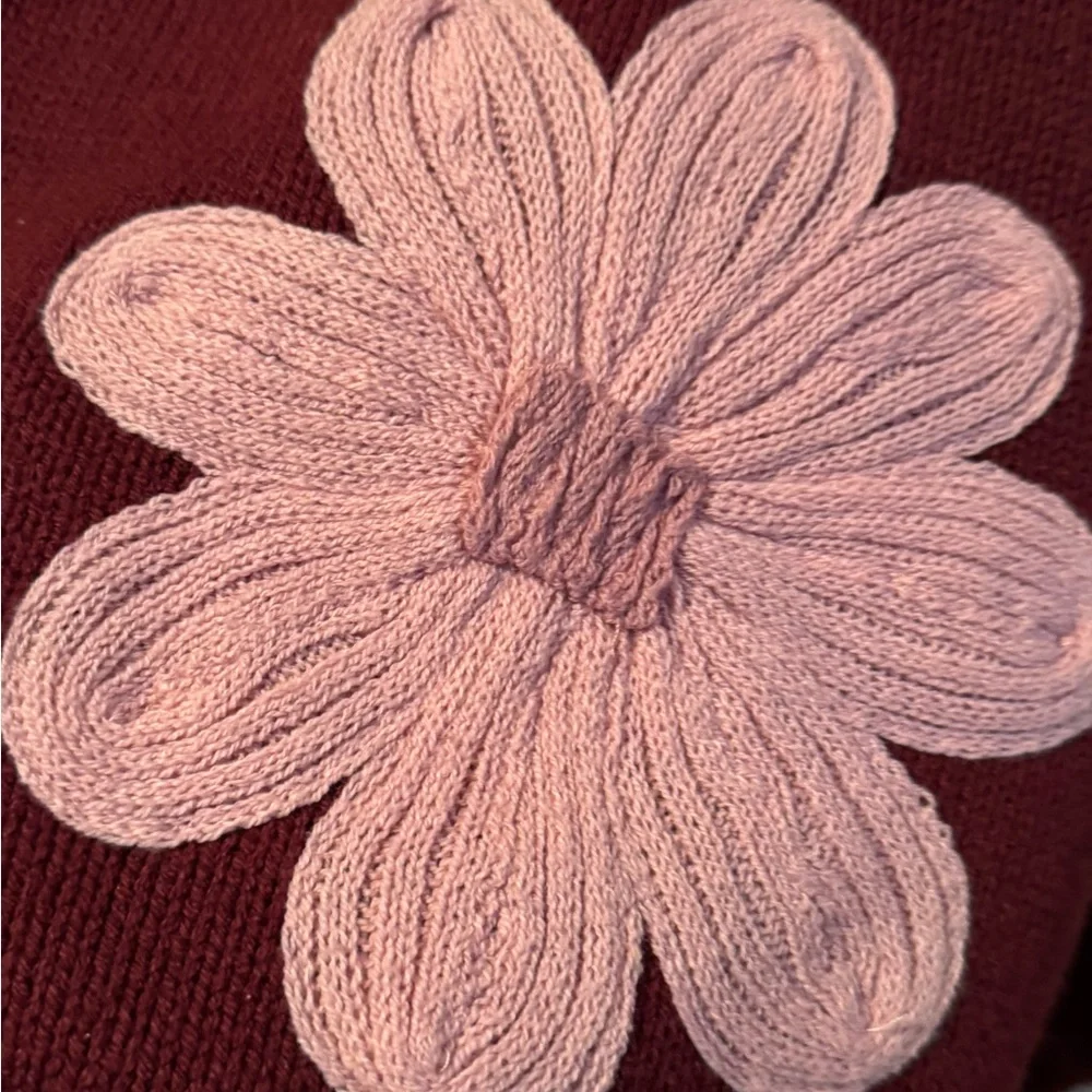 Moon & Madison Burgundy Cardigan with Pink Floral Accents - Picture 4 of 7